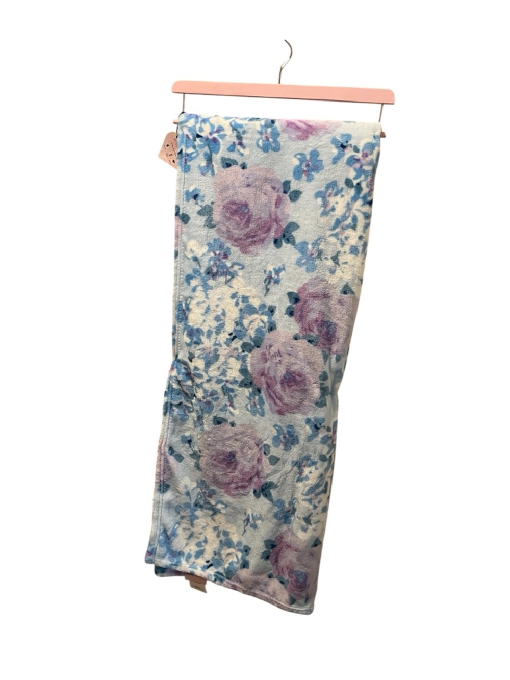Betsey Johnson Purple and Blue Floral Print Ultra Soft Plush - size 50x70